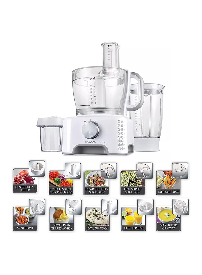 كينوود معالج طعام متعدد الوظائف مع 3 أقراص من الفولاذ المقاوم للصدأ، خلاط، وعاء مفرمة، مطحنة، عصارة، خفاقة معدنية مزدوجة، صانعة عجين، عصارة حمضيات - Image 1