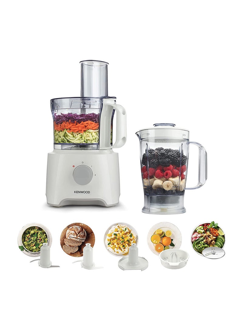 KENWOOD - Food Processor  Multi-Functional With Reversible Stainless Steel Disk, Blender, Whisk, Dough Maker, Citrus Juicer 800 W FDP303WH White/Clear - Image 1