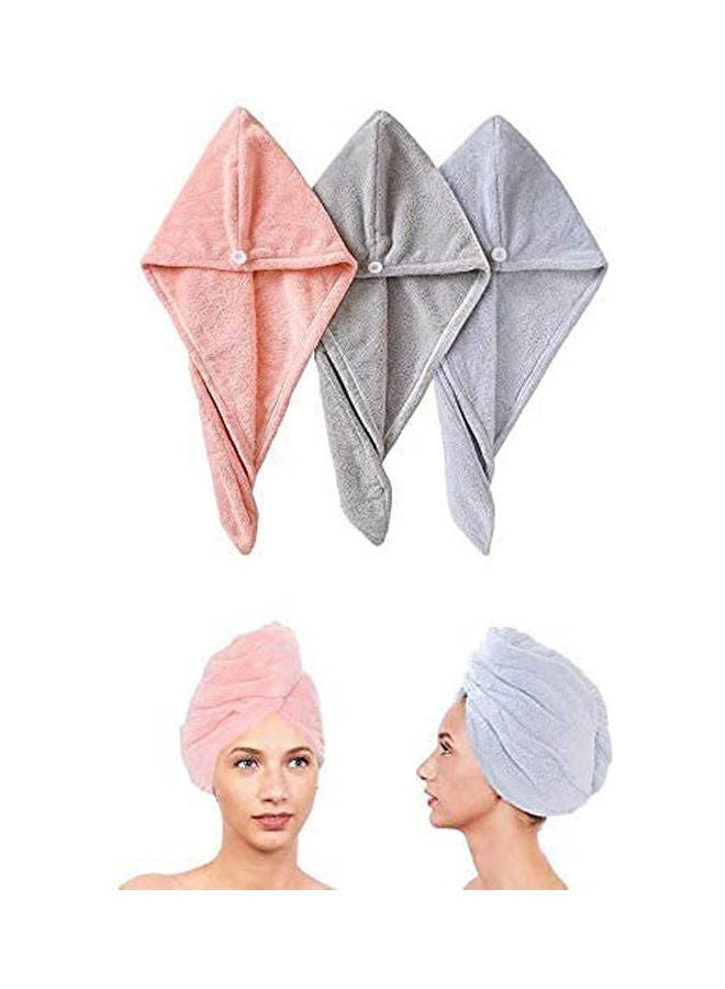 Generic Hair Wrap Towel 3 Pcs Microfiber Drying Headwear Quick Drying Twist Cap Thick Shower Cap Different Colors Multicolour  - Image 1