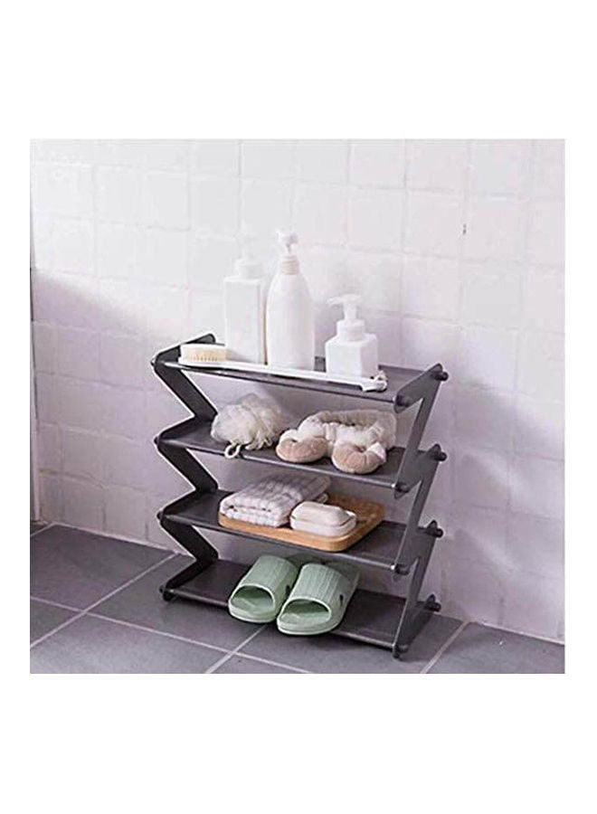 Zigzag 4-Shelf Shoe Cabinet Black 65x65cm - Image 2