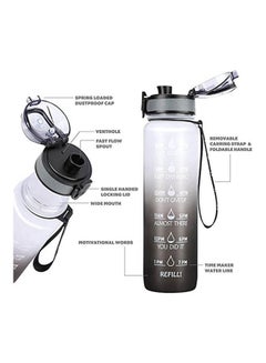 Generic Sports Water Bottle Time Marker BPA Free and Leak Proof Portable Reusable Drinking Bottle Multicolour 1Liters  - Image 2