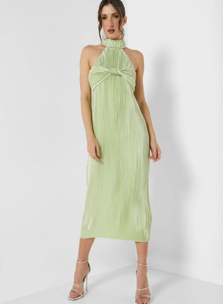 Halter Neck Knitted Bodycon Dress Green - v1648464178/N52969417V_1