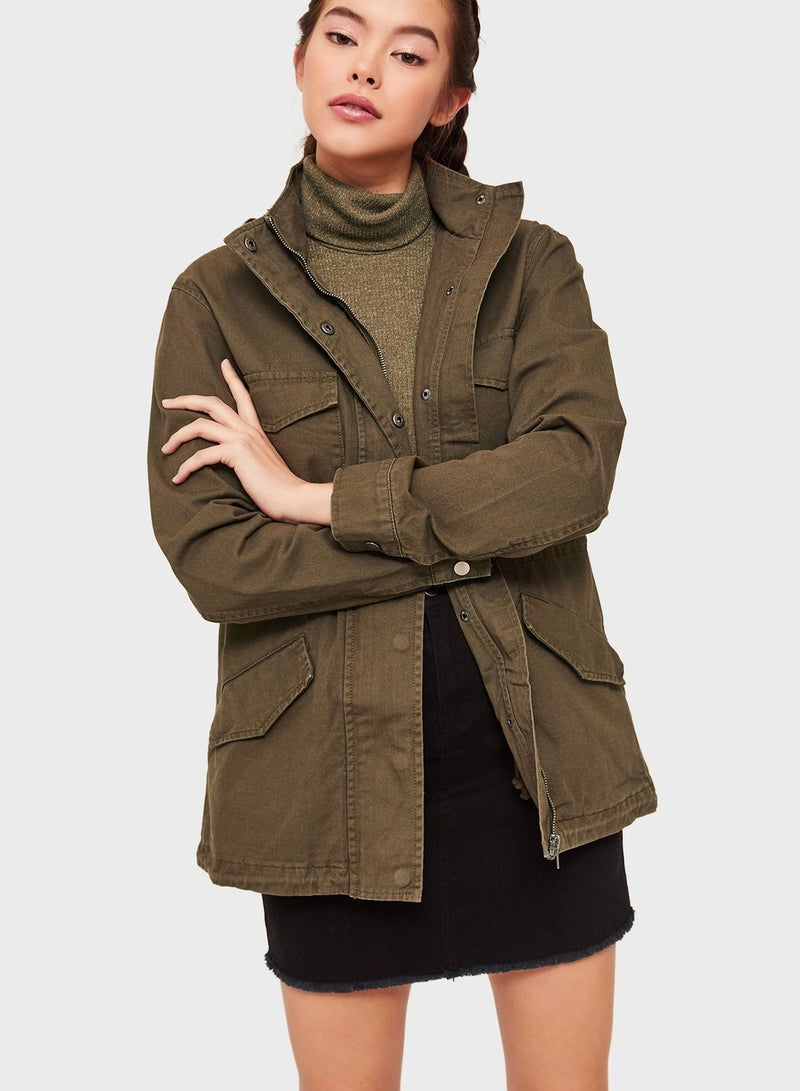 Ardene Pocket Detail Jacket Brown - Image 1