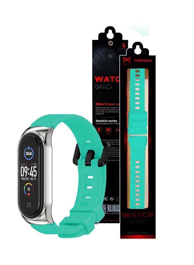 مارجون سوار بديل وقابل للتعديل من السيليكون لجهاز تتبع اللياقة البدنية شاومي مي باند 5 و6 اخضر فاتح - Image 4