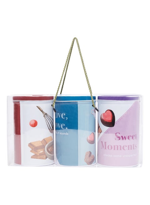 Set Of 3 Tin Storage Boxes Multicolour 17*9.5cm