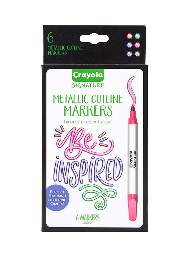 Crayola - Signature Metallic Outline Paint Markers, 6 Count 22.86x11.58x1.91cm - Image 1