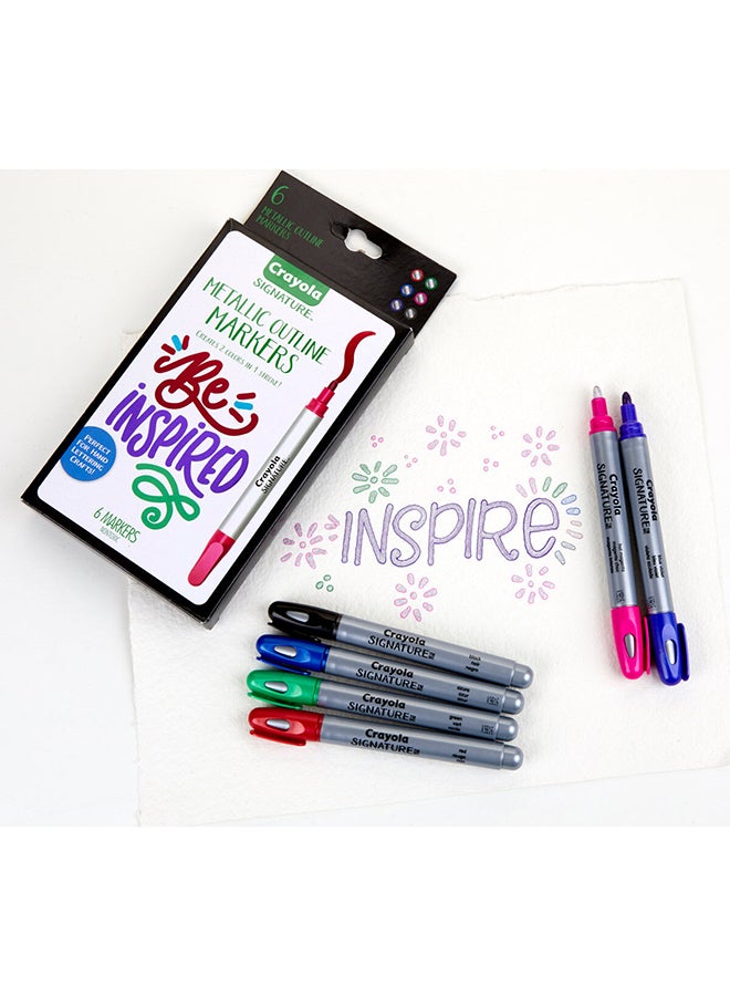 Crayola - Signature Metallic Outline Paint Markers, 6 Count 22.86x11.58x1.91cm - Image 1