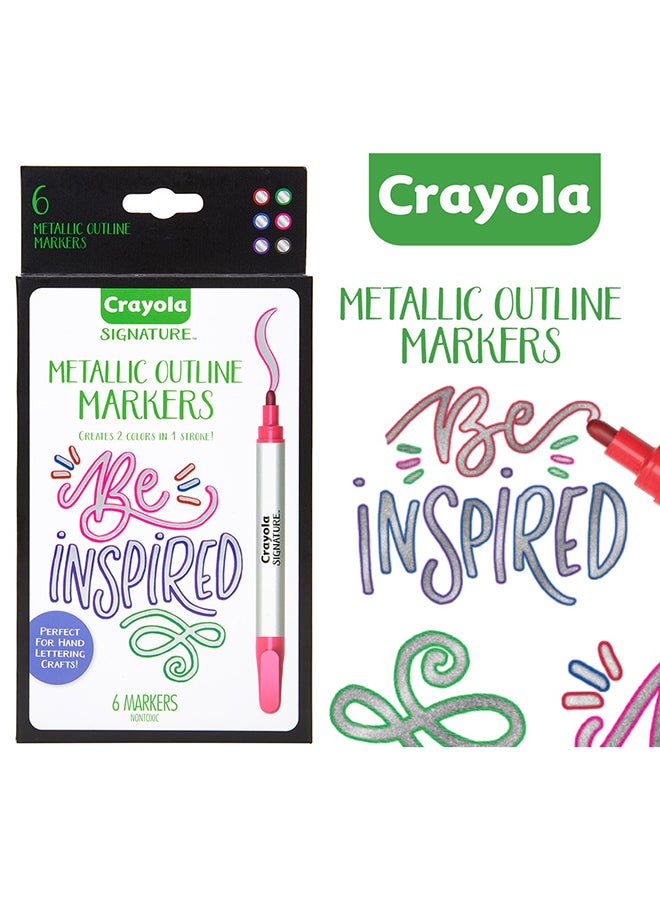 Crayola - Signature Metallic Outline Paint Markers, 6 Count 22.86x11.58x1.91cm - Image 1
