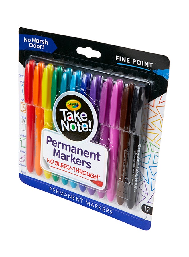 12-Piece Water Based Permanent Markers 19.37x19.69x1.75cm - v1648467961/N52907074A_2