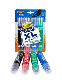 Crayola XL Poster Markers, Classic Colors, 4 Count 20.64x15.39x3.3cm  - Image 1