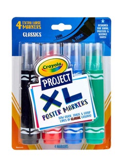 Crayola XL Poster Markers, Classic Colors, 4 Count 20.64x15.39x3.3cm  - Image 2