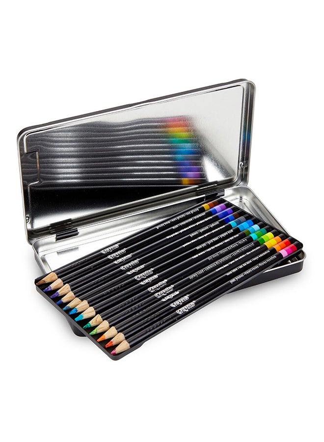 Tri-Shade Colored Pencils With Decorative Tin, 12 Count 22.56x10.31x1.52cm