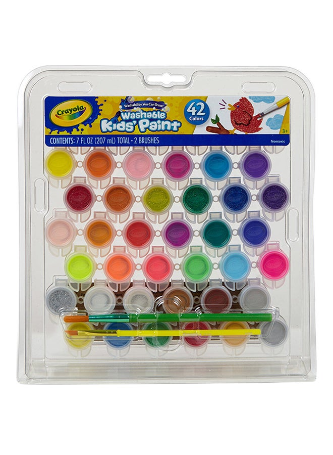 Washable Kids Paint Pots Set, 42 Count 14.5x17.4x6cm