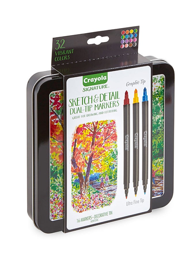 Crayola 16 Count Signature Sketch And Detail Dual Ended Markers 23.83x20.02x3.81cm - Image 3