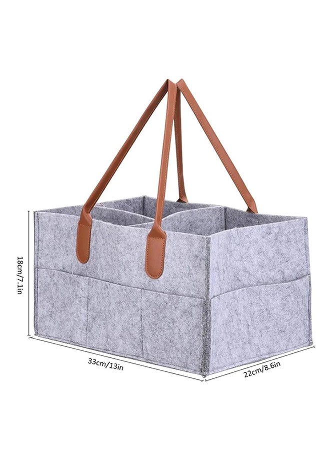 GIRNEES - Baby Diaper Organizer Basket Nursery Diapers Table Caddy Bag For Kids- Grey/ Brown - Image 1