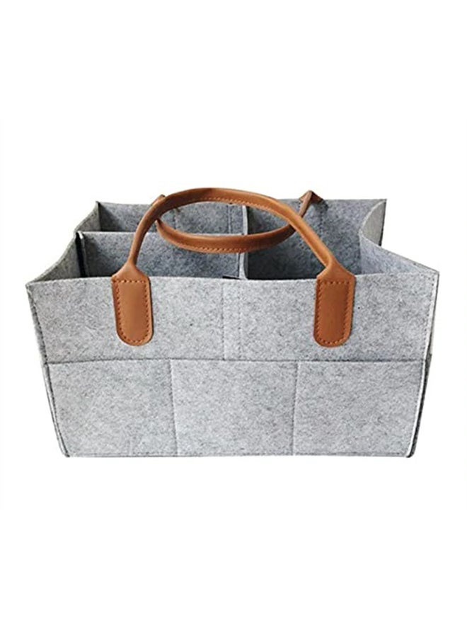 GIRNEES - Baby Diaper Organizer Basket Nursery Diapers Table Caddy Bag For Kids- Grey/ Brown - Image 1