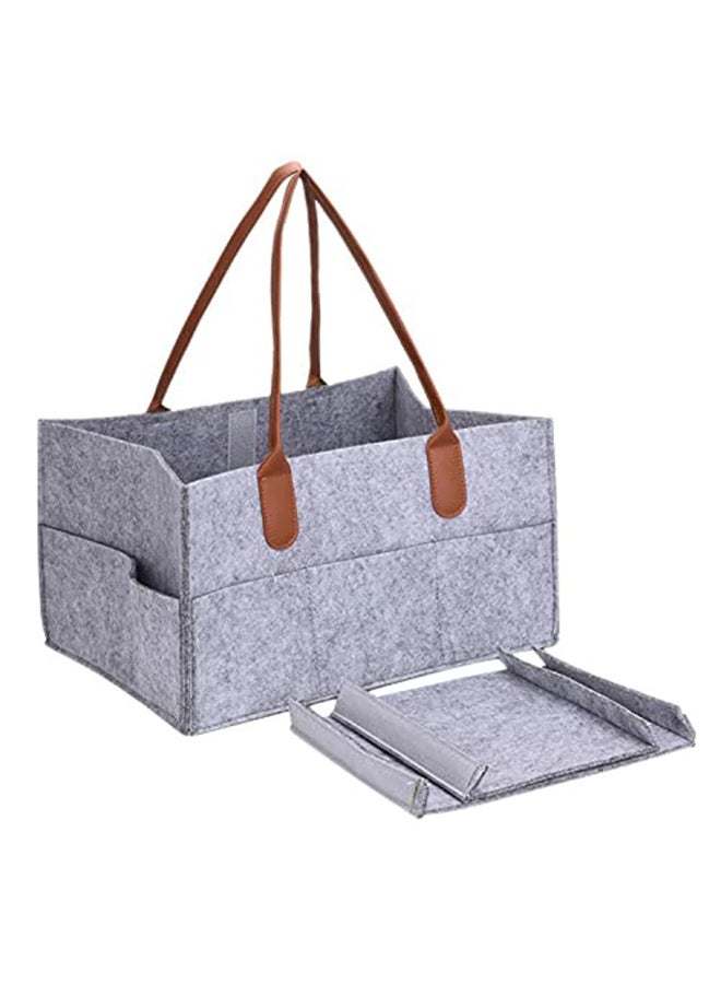 GIRNEES - Baby Diaper Organizer Basket Nursery Diapers Table Caddy Bag For Kids- Grey/ Brown - Image 1