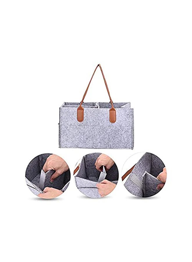 GIRNEES - Baby Diaper Organizer Basket Nursery Diapers Table Caddy Bag For Kids- Grey/ Brown - Image 1