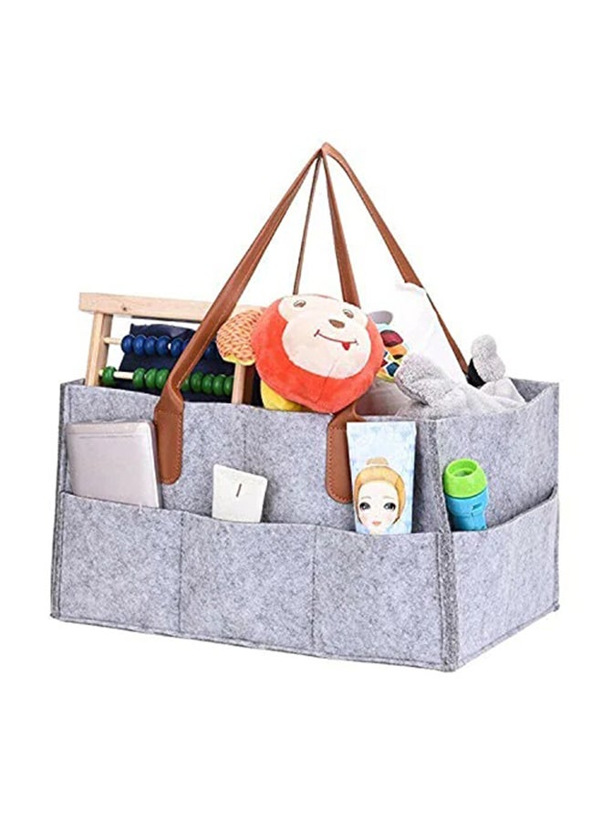 GIRNEES - Baby Diaper Organizer Basket Nursery Diapers Table Caddy Bag For Kids- Grey/ Brown - Image 1