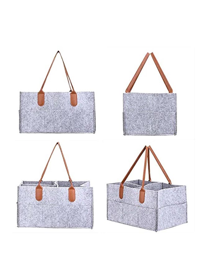 GIRNEES - Baby Diaper Organizer Basket Nursery Diapers Table Caddy Bag For Kids- Grey/ Brown - Image 1