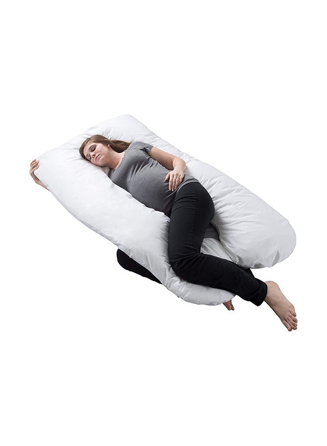 Attractive U Shape Pattern Cotton Maternity Elegant Pillow, Ergonomic And Skin-Friendly Design White Cotton White 120x80cm  - Image 3