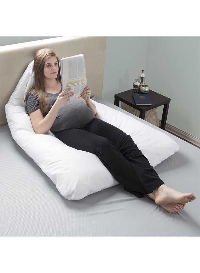Attractive U Shape Pattern Cotton Maternity Elegant Pillow, Ergonomic And Skin-Friendly Design White Cotton White 120x80cm  - Image 4