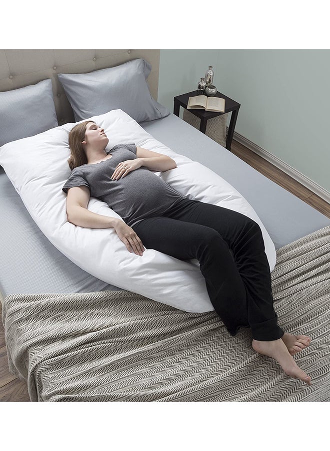 Attractive U Shape Pattern Cotton Maternity Elegant Pillow, Ergonomic And Skin-Friendly Design White Cotton White 120x80cm  - Image 5