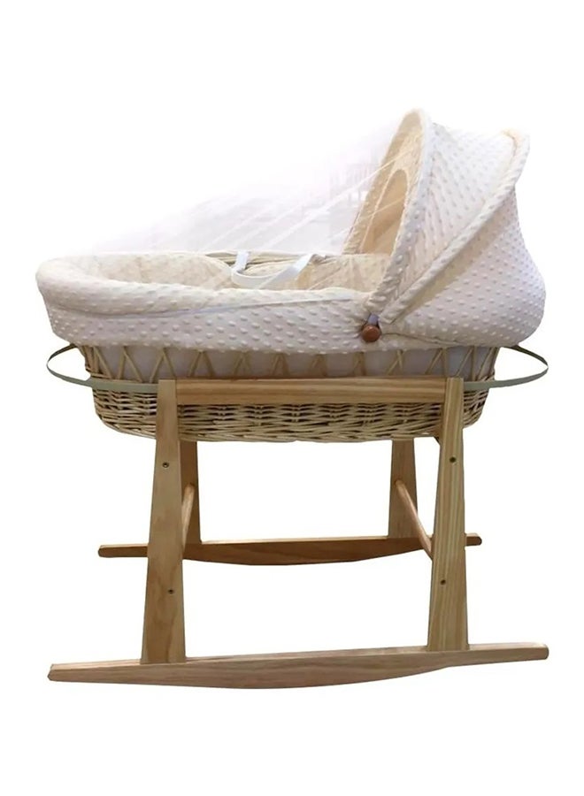 Generic - Baby Moses Basket Cot With Rocking Stand, White - Image 1