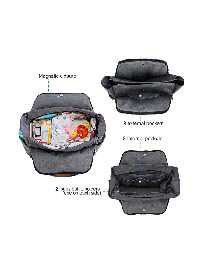 FAD - Polyester Multifunctional Waterproof Mother Baby Diaper Bag, Grey - Image 1