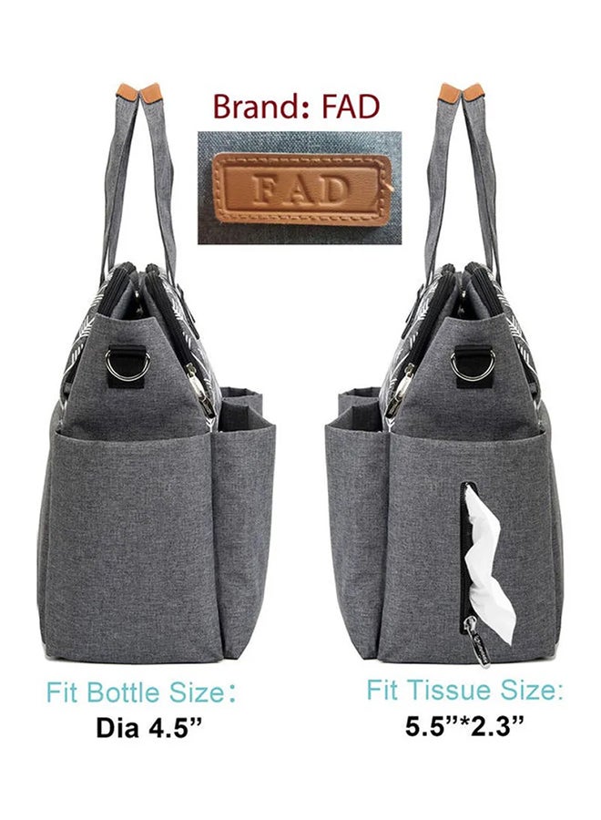 FAD - Polyester Multifunctional Waterproof Mother Baby Diaper Bag, Grey - Image 1