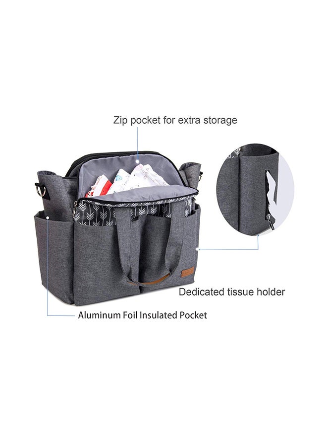 FAD - Polyester Multifunctional Waterproof Mother Baby Diaper Bag, Grey - Image 1