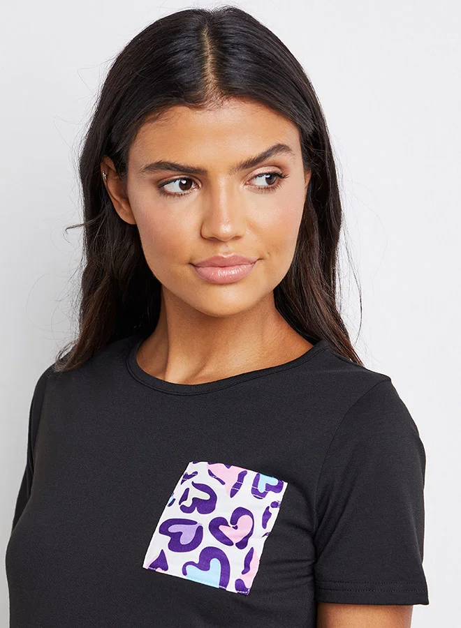 Closet By Styli Pack Of 2 Pocket Aop Sleep T-Shirt Dress Multicolour