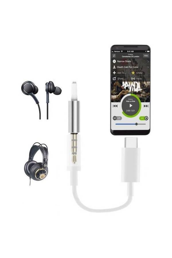 ماركة غير محددة محول لمقبس سماعة الرأس بمنفذ USB Type C لهاتف إتش تي سي/موتو أبيض/فضي  - Image 4