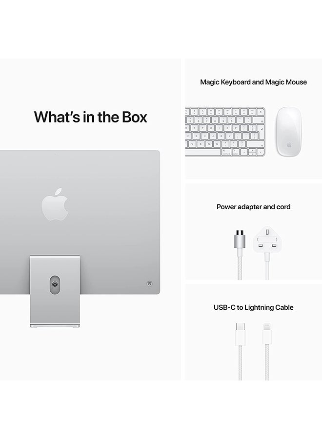 Apple - iMac All In One Desktop With 24-Inch Retina 4.5K Display: M1 Chip With 8‑Core CPU And 8‑Core GPUProcesser/8GB RAM/256GB SSD/Integrated Graphics English/Arabic Silver - Image 1