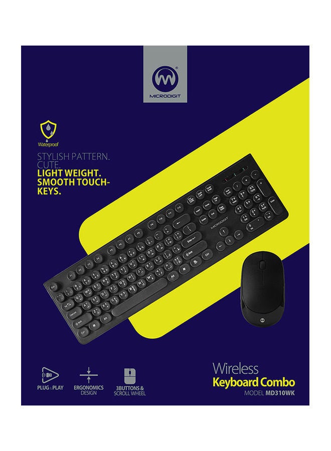 Microdigit - Wireless Computer Keyboard And Mouse Combo Set Black - Image 1