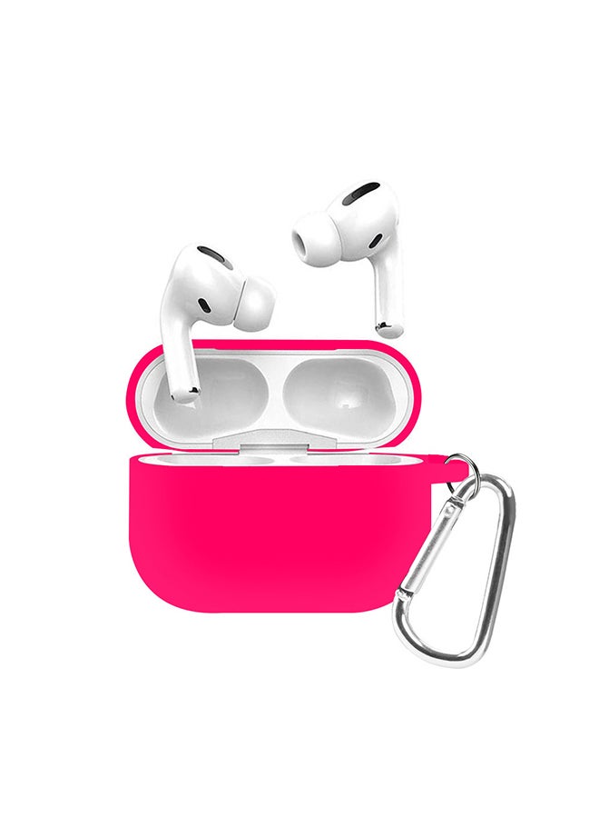 MARGOUN Protective Silicone Case Cover with Carabiner Hook for Apple AirPods Pro Hot Rose  - Image 1