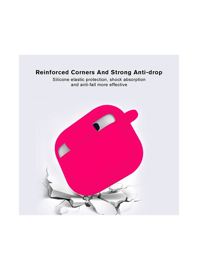MARGOUN Protective Silicone Case Cover with Carabiner Hook for Apple AirPods Pro Hot Rose  - Image 3