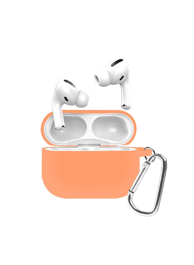 MARGOUN Protective Silicone Case Cover with Carabiner Hook for Apple AirPods Pro New Peach - Image 1