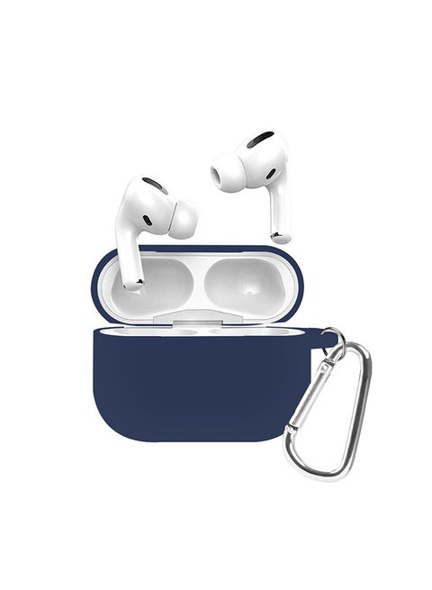 Protective Silicone Case Cover with Carabiner Hook for Apple AirPods Pro Midnight Blue