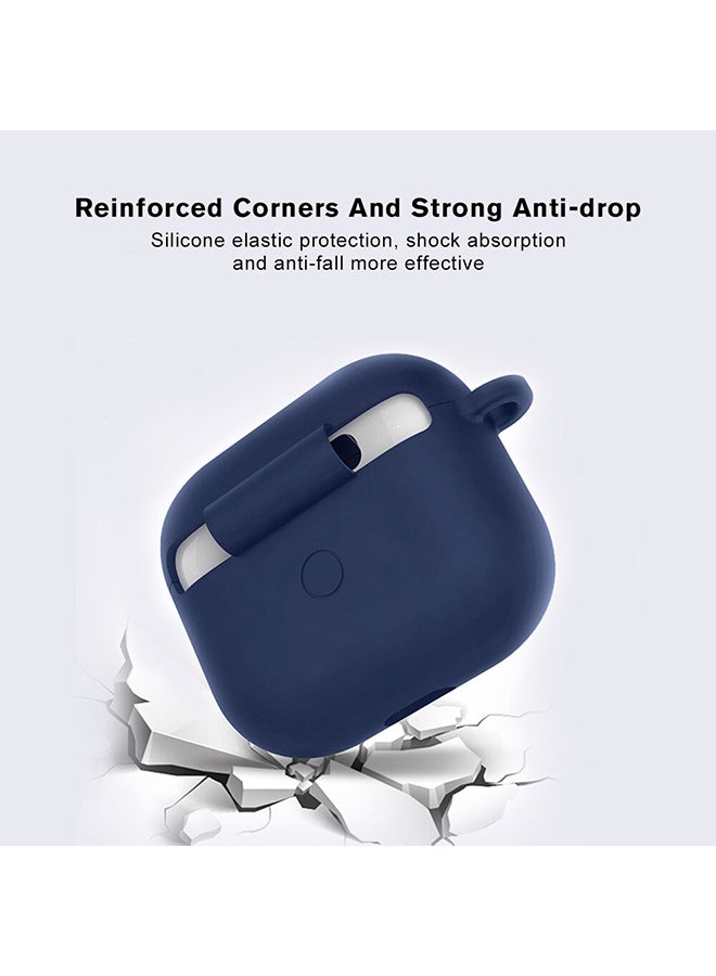 Protective Silicone Case Cover with Carabiner Hook for Apple AirPods Pro Midnight Blue