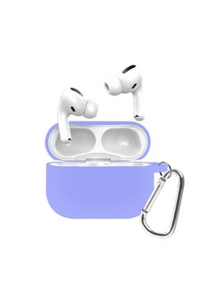 Protective Silicone Case Cover with Carabiner Hook for Apple AirPods Pro Light Purple
