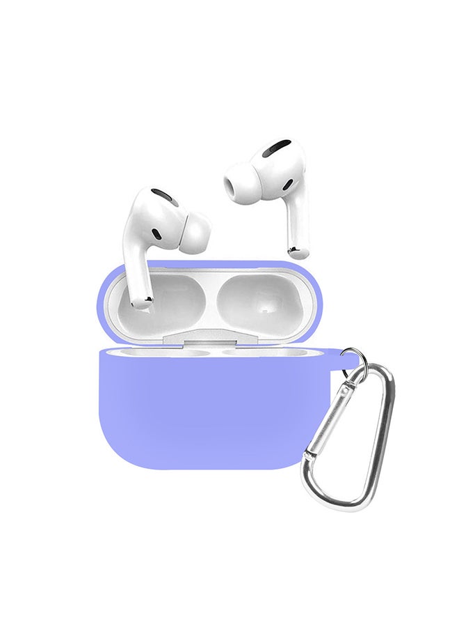 MARGOUN - Protective Silicone Case Cover with Carabiner Hook for Apple AirPods Pro Light Purple - Image 1