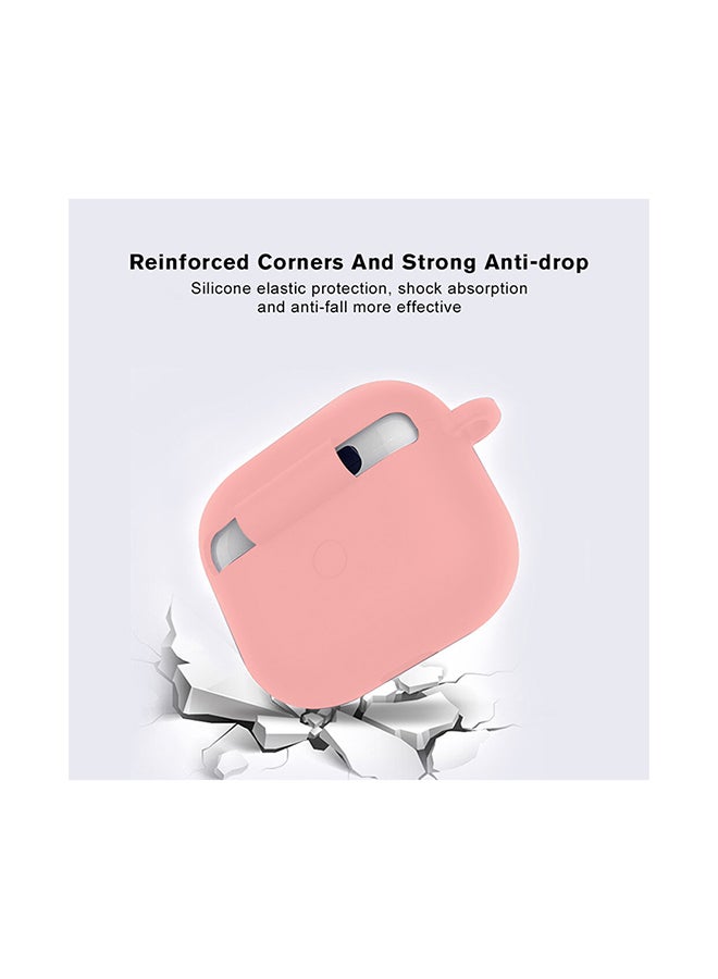MARGOUN - Protective Silicone Case Cover For Apple AirPods 3 3rd Generation With Keychain Light Pink - Image 1