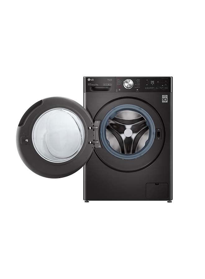 LG - 12 kg Front Load Washing Machine WFV1214BST1 Black Steel - Image 1