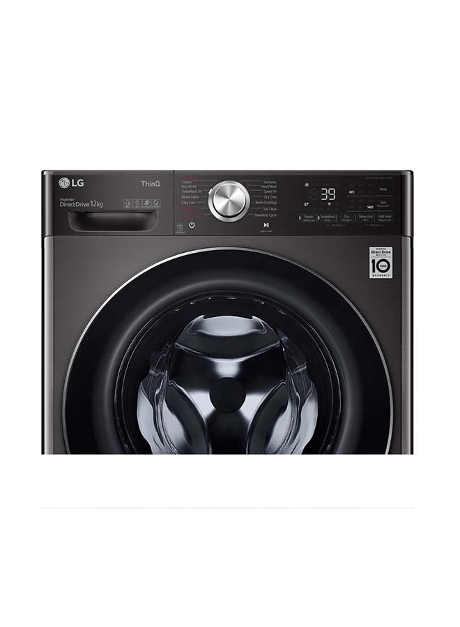 LG - 12 kg Front Load Washing Machine WFV1214BST1 Black Steel - Image 1