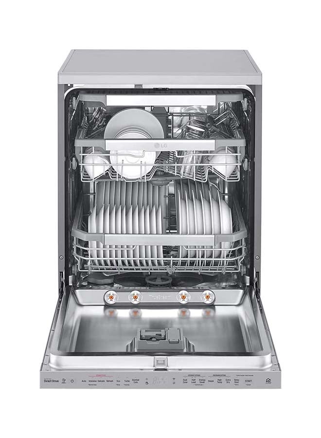 LG QuadWash Steam Dishwasher 14 Place Settings EasyRack Plus Inverter Direct Drive ThinQ - DFB325HS Steel Silver - Image 3