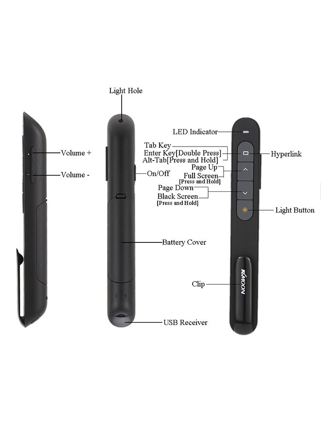 Wireless PowerPoint Remote Controller Pen With USB Receiver Black - v1648549731/N40674061A_4