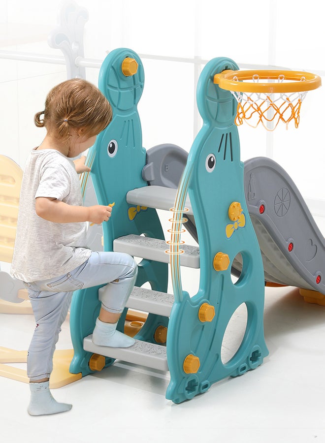 XIANGYU - 3-In-1 Indoor Swing And Slide Set With Basketball Hoop 180x155x118cm - Image 1