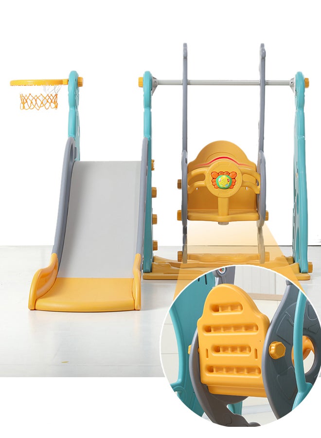 XIANGYU - 3-In-1 Indoor Swing And Slide Set With Basketball Hoop 180x155x118cm - Image 1
