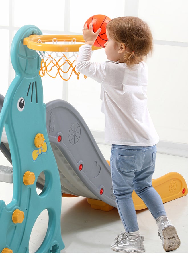 XIANGYU - 3-In-1 Indoor Swing And Slide Set With Basketball Hoop 180x155x118cm - Image 1